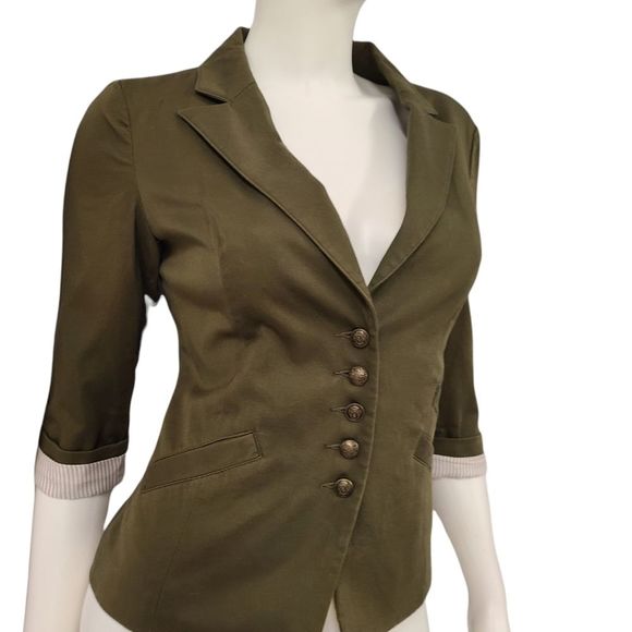 EXPRESS Green Blazer Military Style Size 2 - Picture 2 of 10